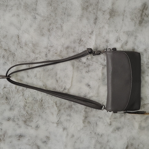 NEW, Gray cowhide leather crossbody purse. Very soft. - Picture 2 of 11